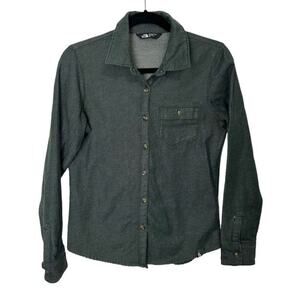 The North Face Women's Button-Down Long Sleeves Denim T-Shirt Green Gray Size S/